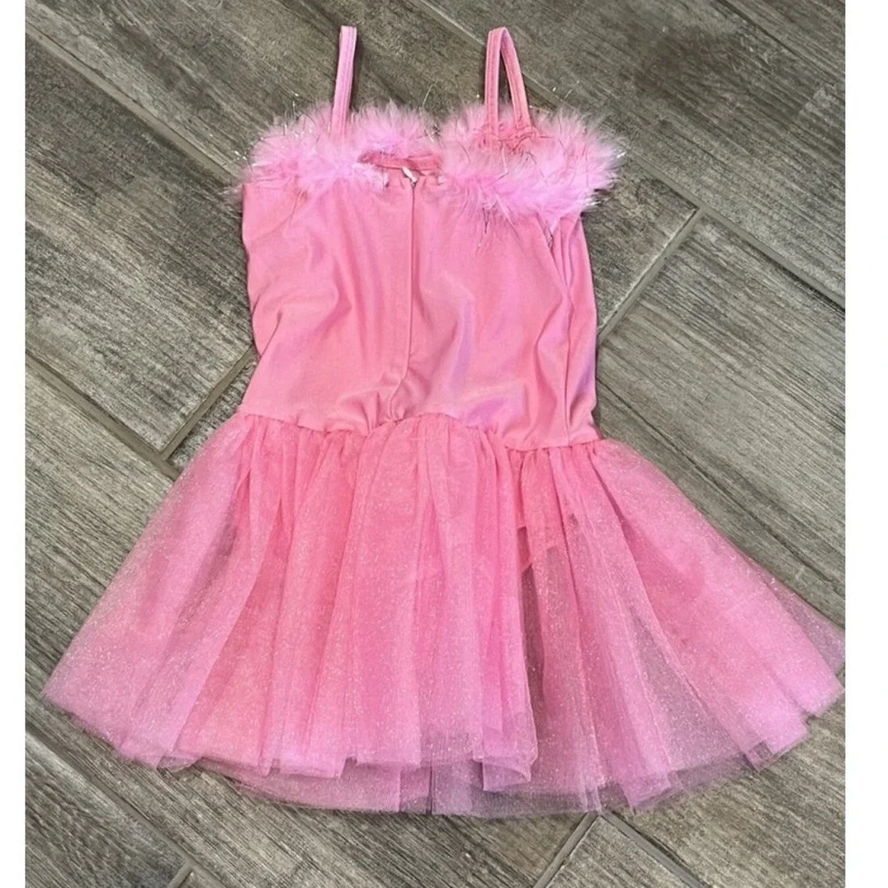 Pink Ballet Dress Costume Feather Sequin‎ Dance Tutu Dress